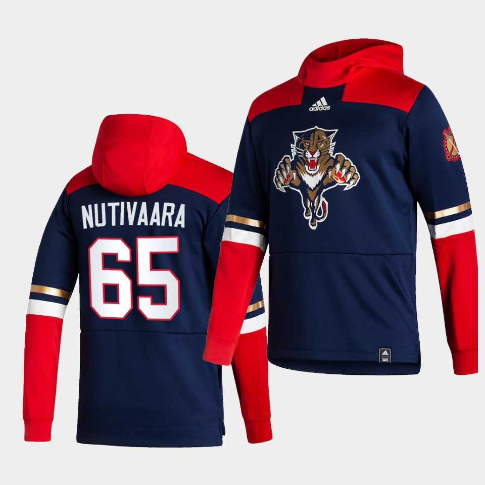 Men Florida Panthers 65 Nutivaara Blue NHL 2021 Adidas Pullover Hoodie Jersey